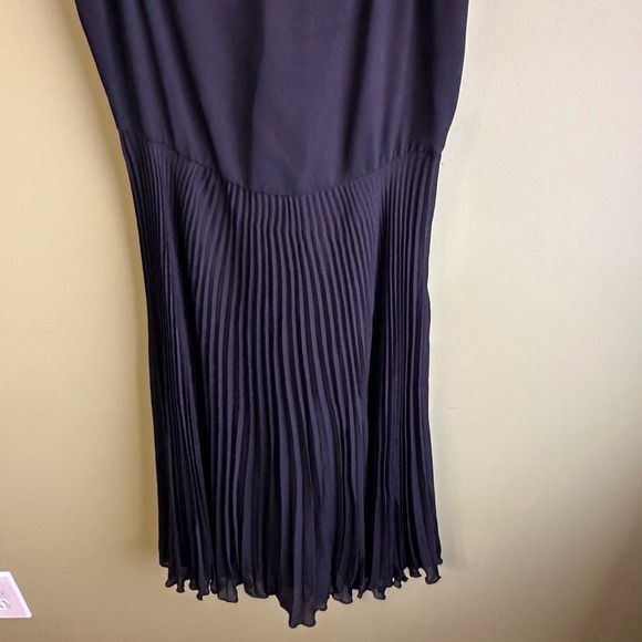 Ralph Lauren Black Pleated Cocktail Slip Dress Spaghetti Strap Sz 8 LBD Chiffon - Picture 3 of 11